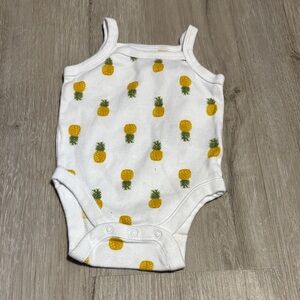 Pineapple Print White Baby Onesie